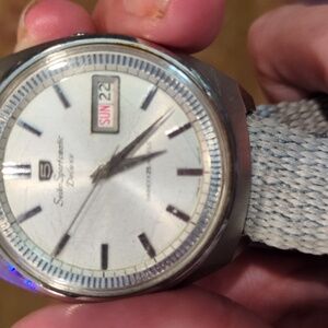 Seiko Sportmatic Deluxe Silver and Gray Watch